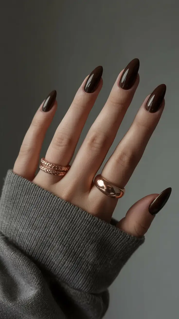 best winter nail colors ideas 2025 2026 Chocolate Elegance