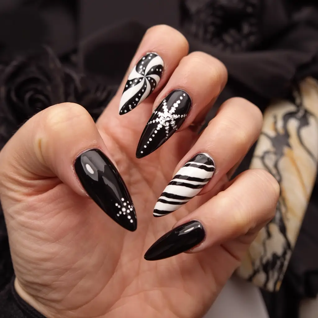 Black Christmas Nails 2025 Twisted Candy Noir