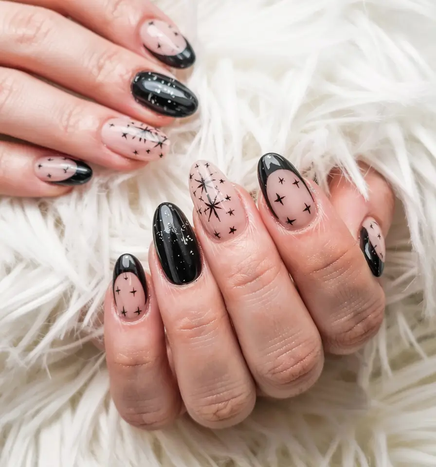 Black Christmas Nails 2025 Cosmic Minimalism