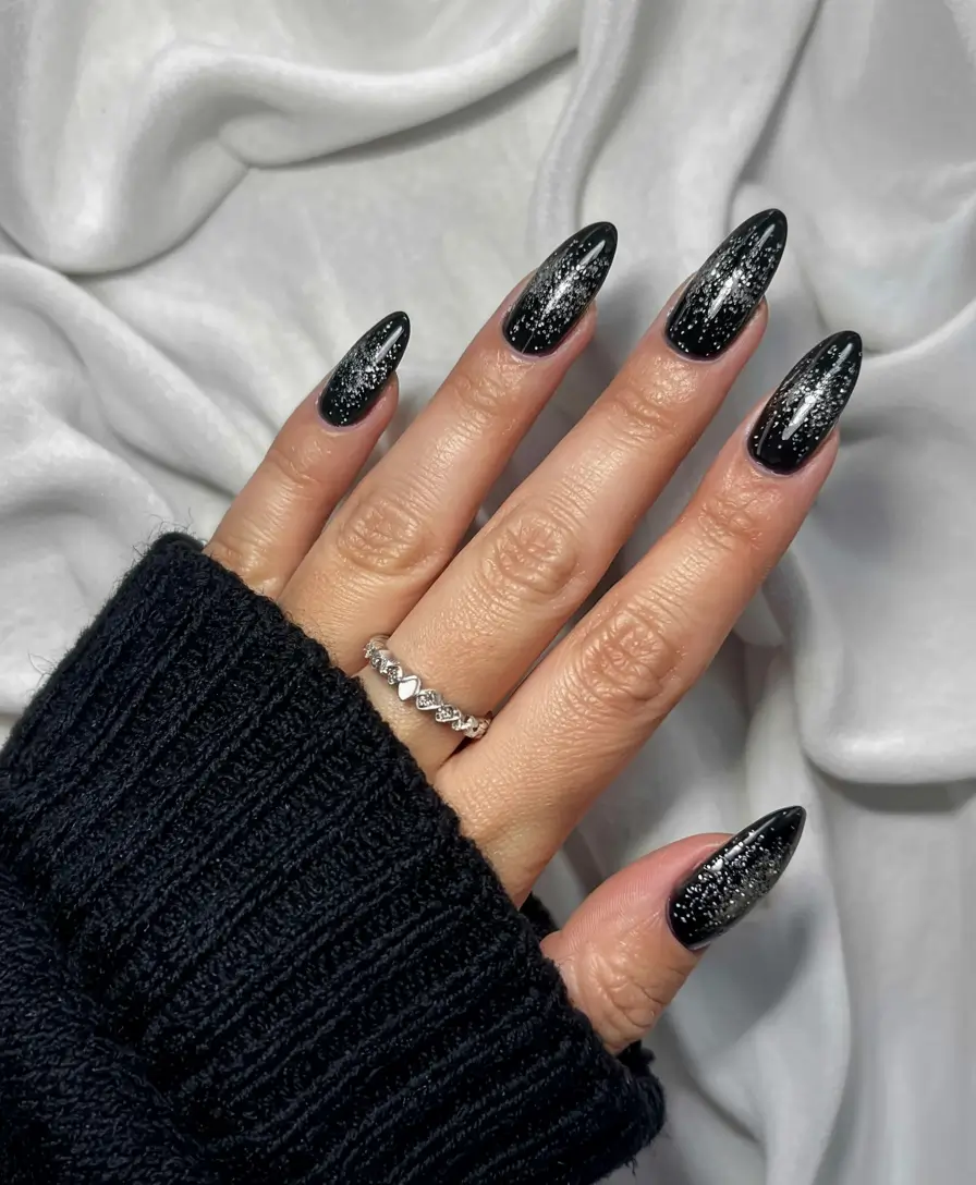 Black Christmas Nails 2025 Snowfall Noir