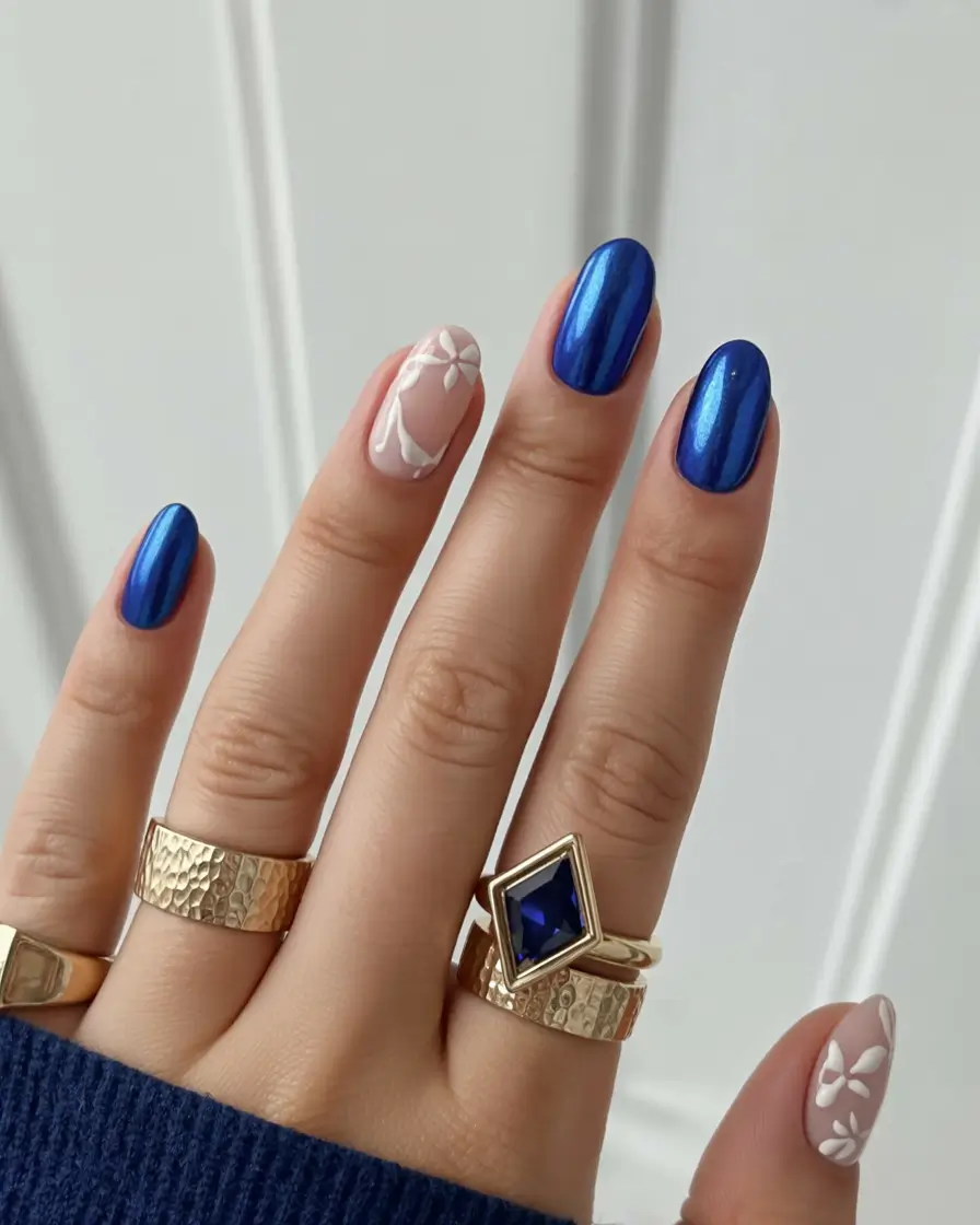 blue nail trends for winter 2025 2026 Velvet Sapphire Touch