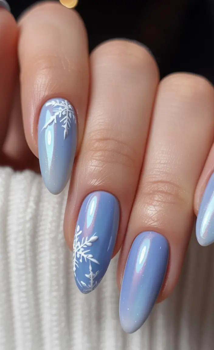 blue nail trends for winter 2025 2026 Arctic Glow Ombre