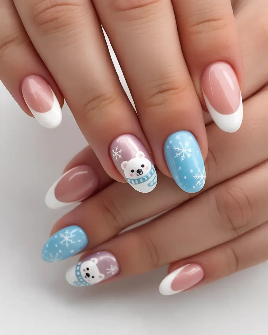 blue nail trends for winter 2025 2026 Polar Playtime