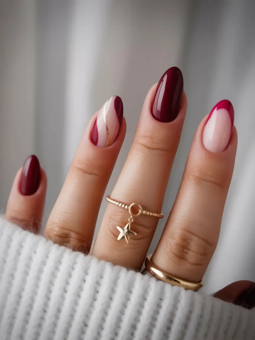 burgundy winter nails colors 2025 2026 Crimson Curve Elegance