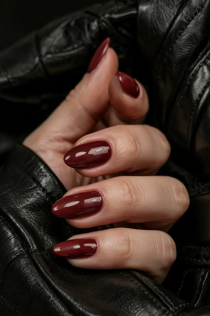 burgundy winter nails colors 2025 2026 Classic Gloss Burgundy