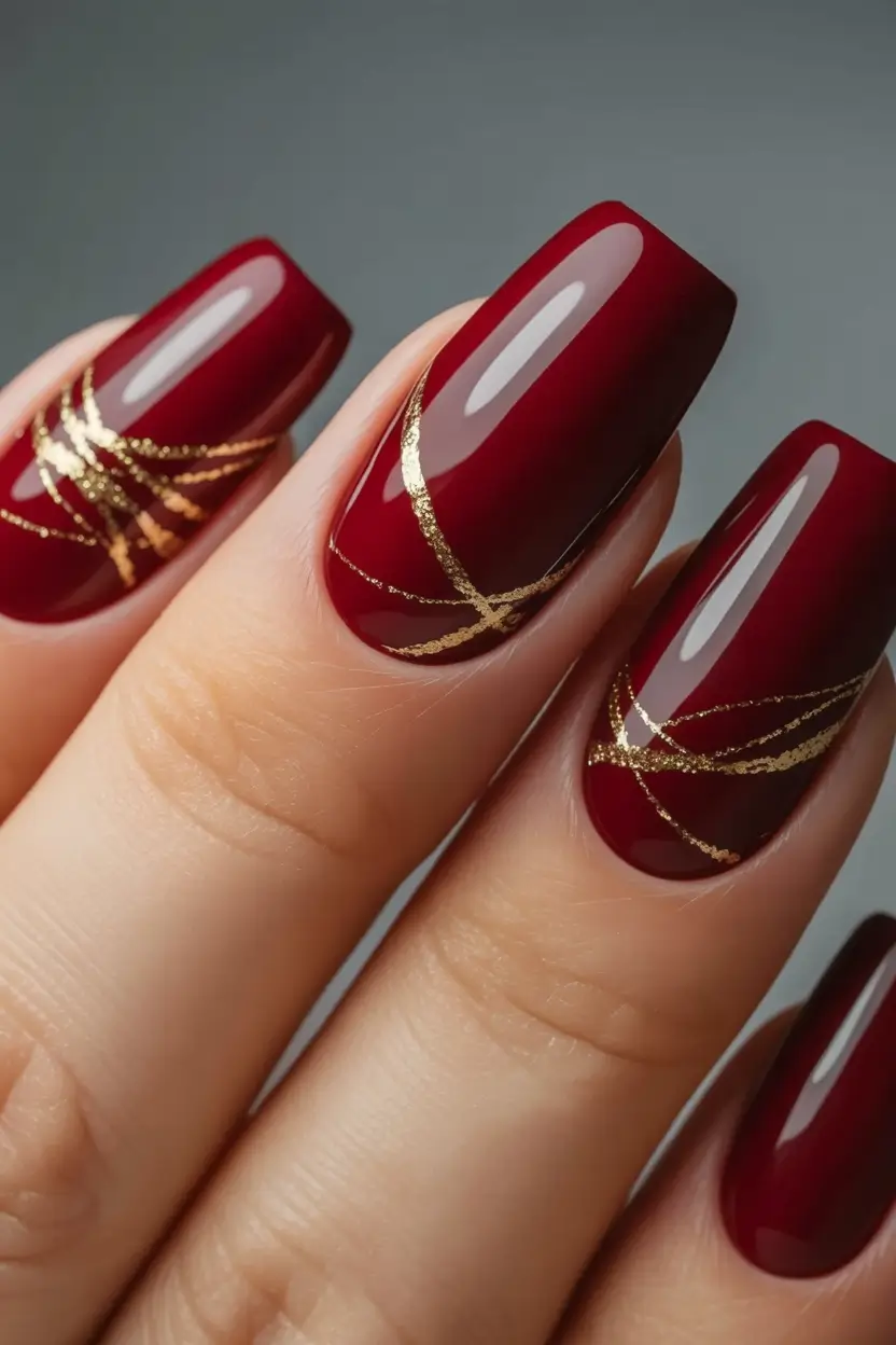 burgundy winter nails colors 2025 2026 Golden Orbit