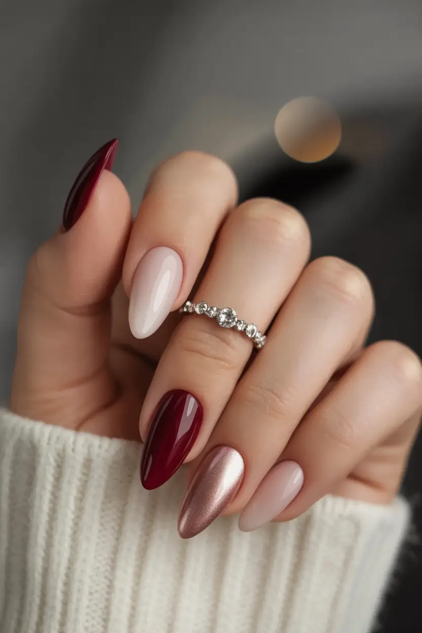 burgundy winter nails colors 2025 2026 Velvet Garnet Finish