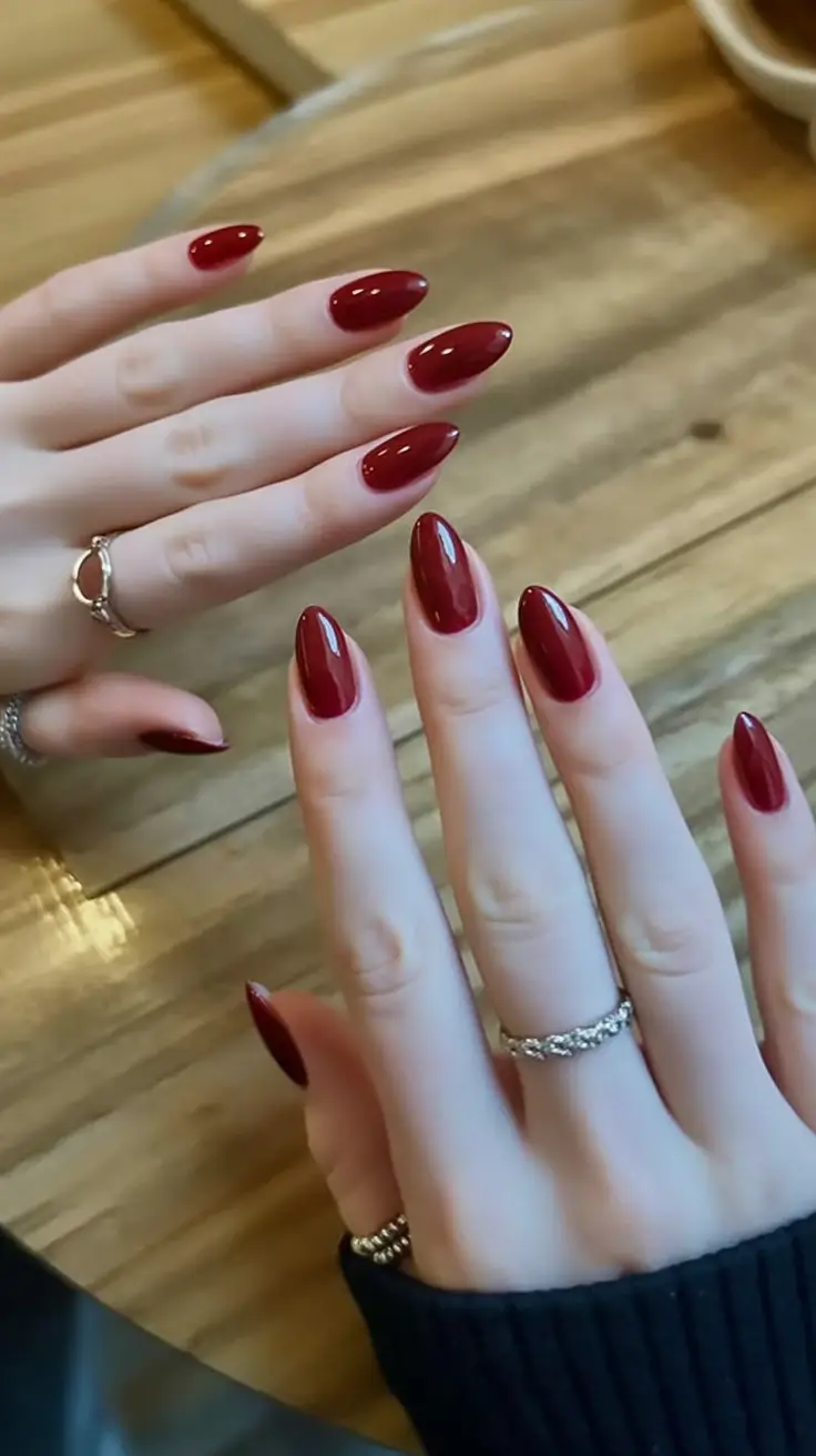 burgundy winter nails colors 2025 2026 Rose Gold Whisper