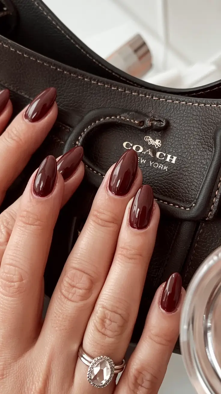 burgundy winter nails colors 2025 2026 Luxury Leather Mood
