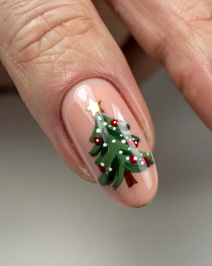 Chic Tree Nail Designs Christmas 2025 Festive Pine Elegance