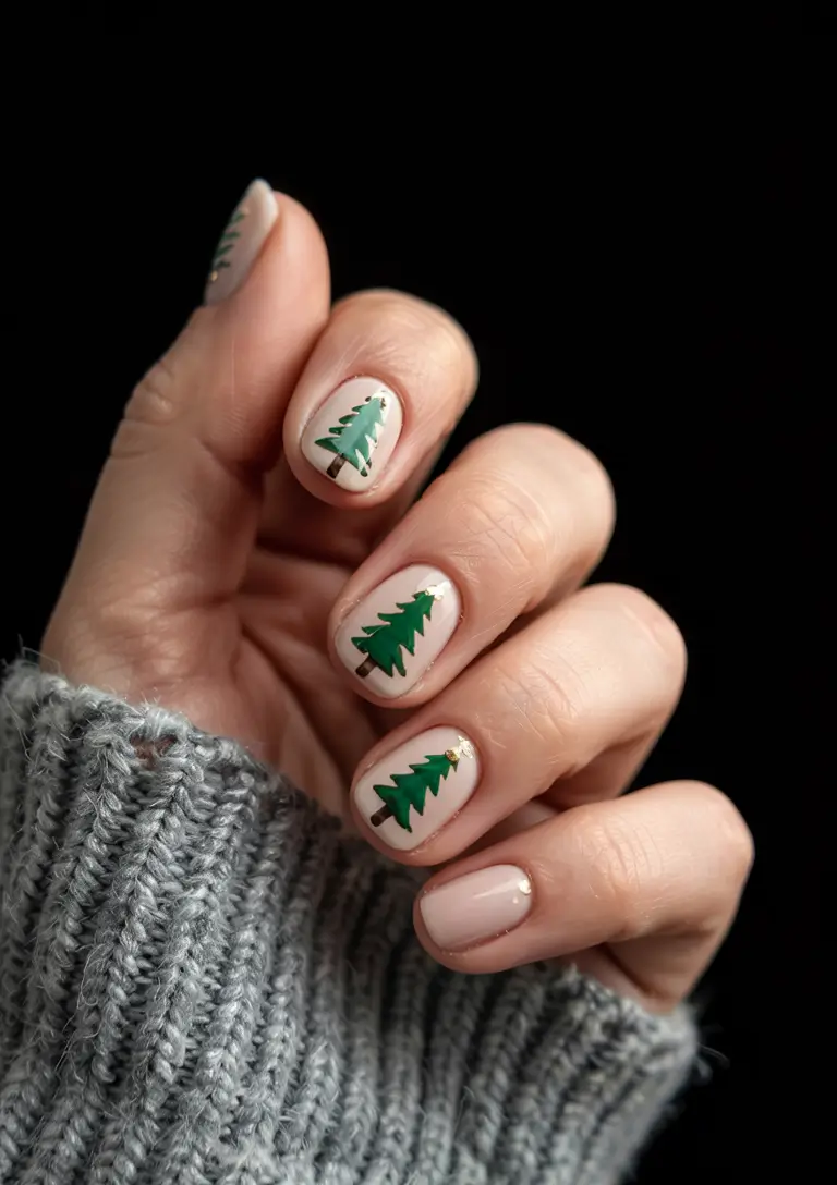 Chic Tree Nail Designs Christmas 2025 Alpine Chic Minimalism