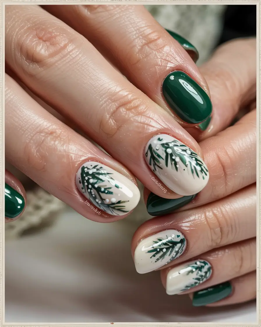 Chic Tree Nail Designs Christmas 2025 Frosted Fir Whispers