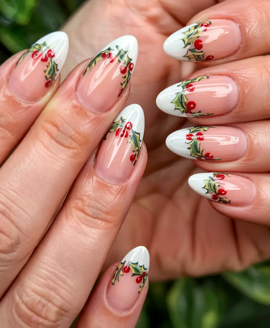 Chic Tree Nail Designs Christmas 2025 Winter Berries French Twist