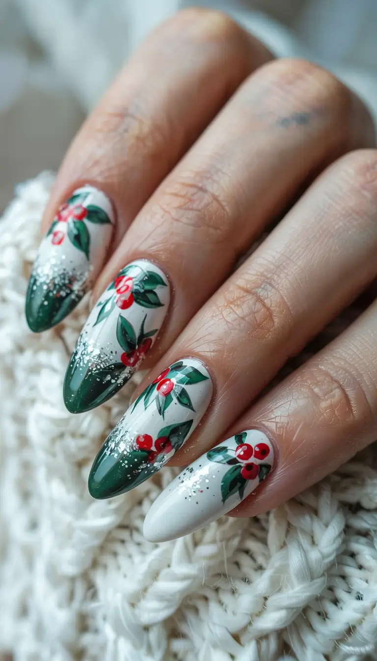 Chic Tree Nail Designs Christmas 2025 Frosted Berry Luxe