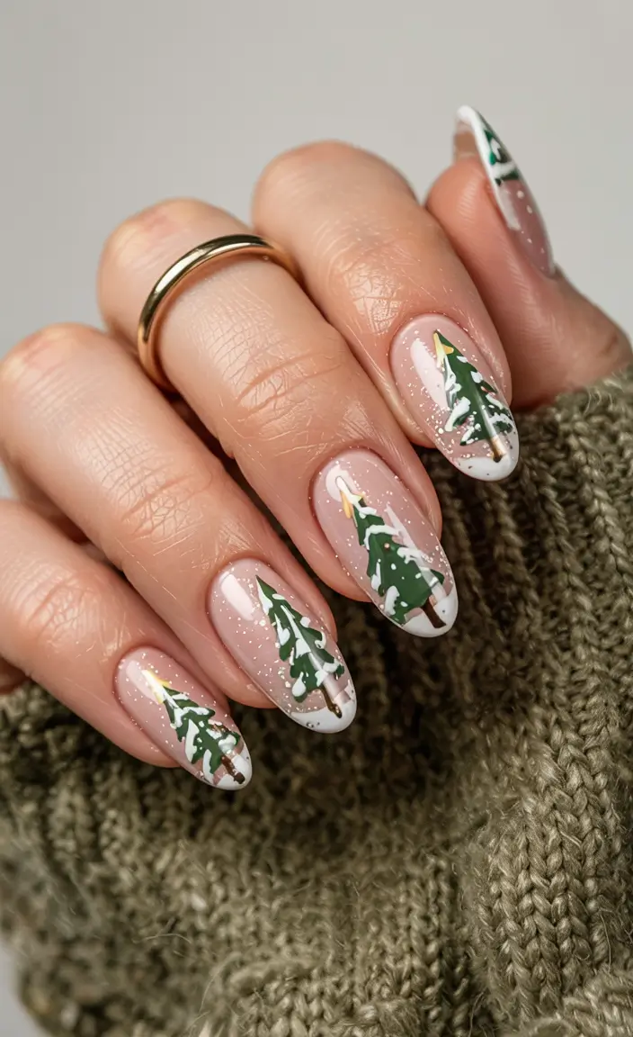 Chic Tree Nail Designs Christmas 2025 Evergreen Sparkle Tips