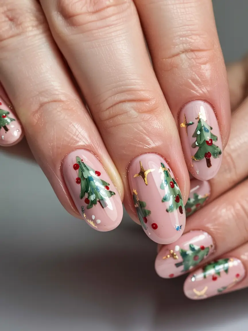 Chic Tree Nail Designs Christmas 2025 Festive Forest Dreams