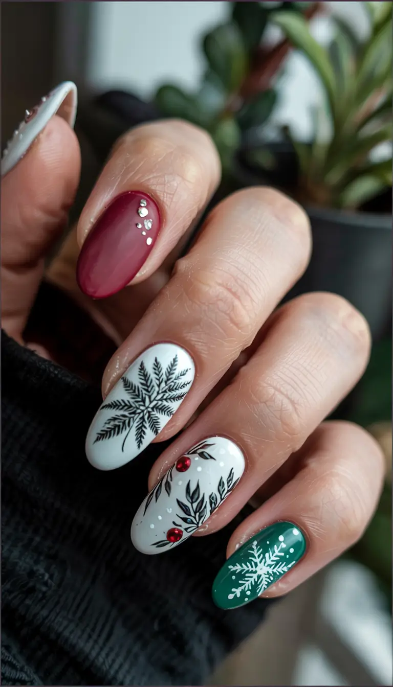 Chic Tree Nail Designs Christmas 2025 Nordic Noir Chic