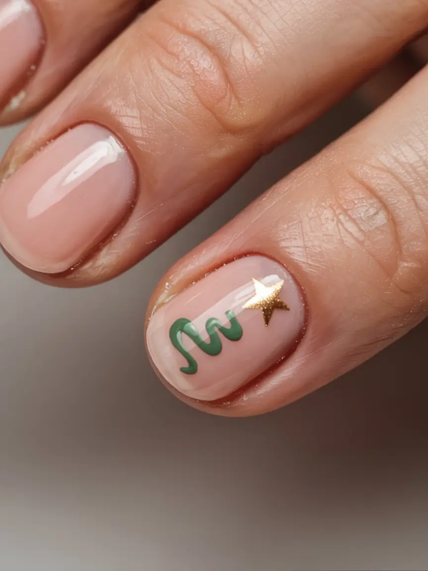 Chic Tree Nail Designs Christmas 2025 Minimalist Star Tree Accent