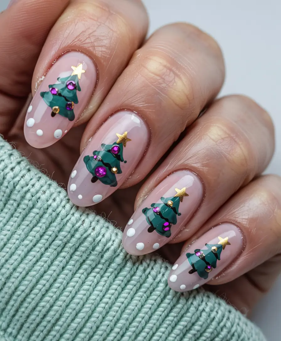 Chic Tree Nail Designs Christmas 2025 Frosted Fairytale Layers