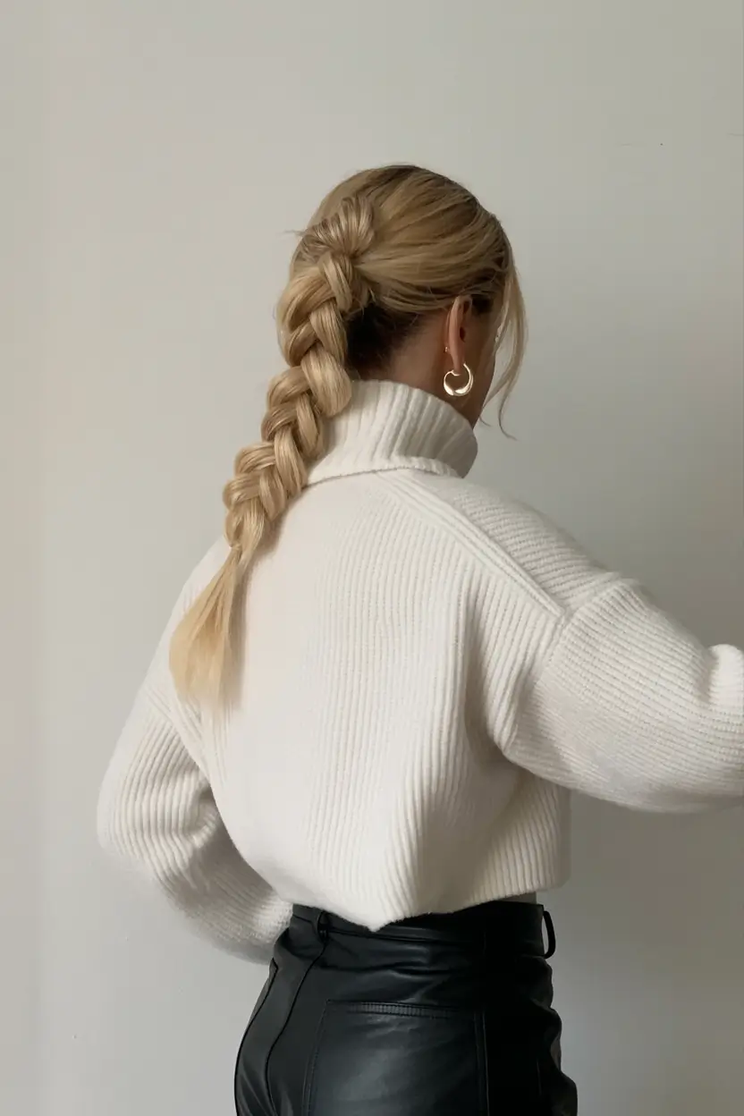 christmas hairstyles ideas 2025 Chunky Knit Braid