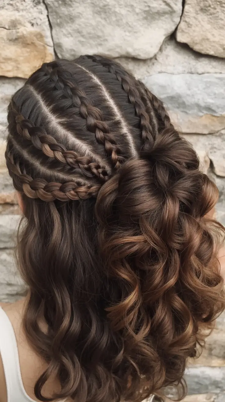 christmas hairstyles ideas 2025 Gilded Crown Braids