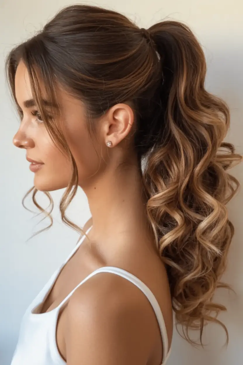 christmas hairstyles ideas 2025 Candlelight Ponytail