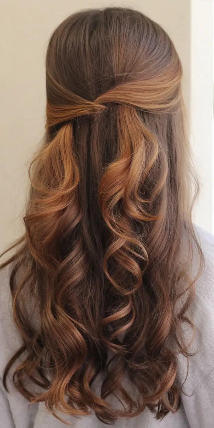 christmas hairstyles ideas 2025 Toffee Twist Half-Up