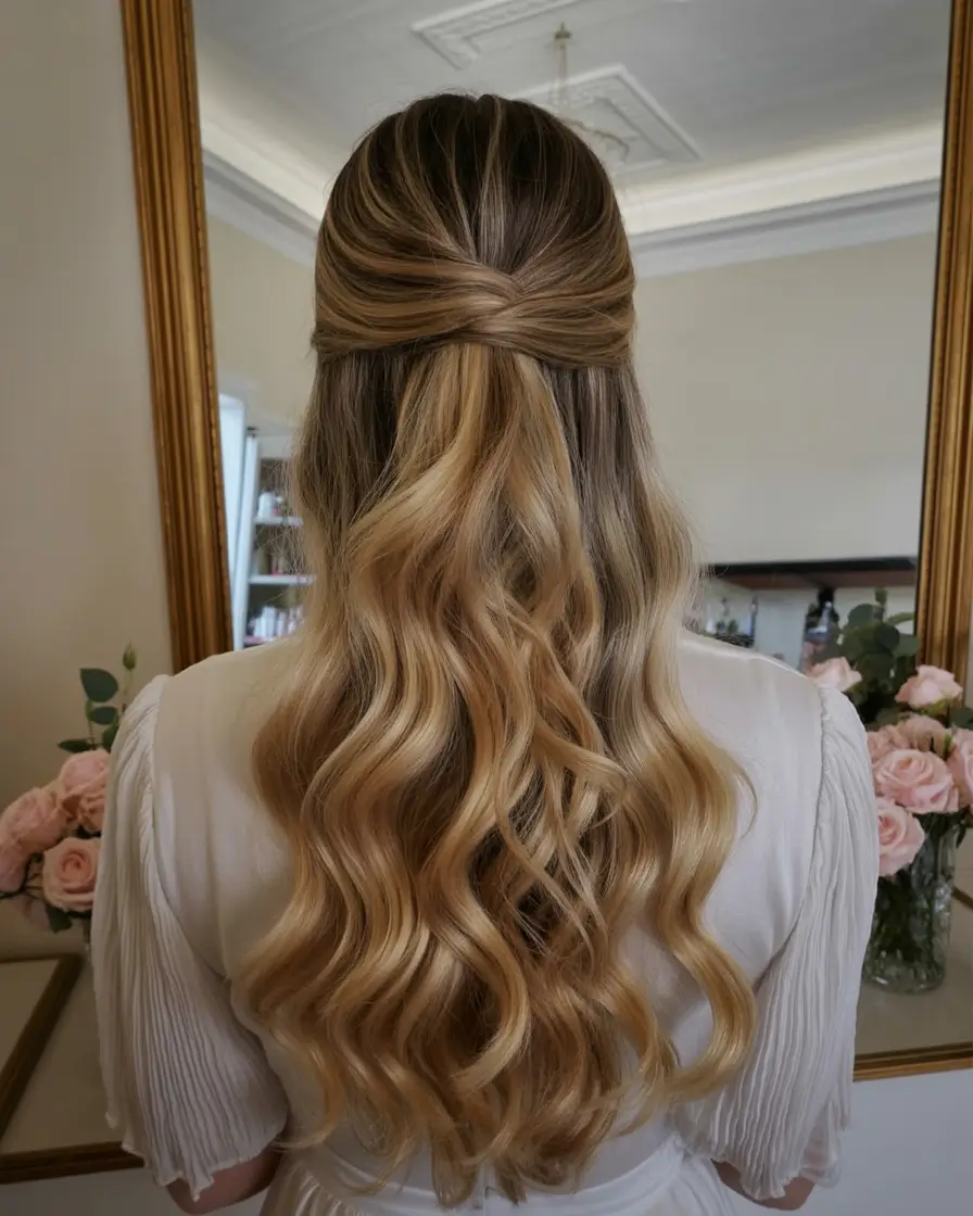 christmas hairstyles ideas 2025 Champagne Waves