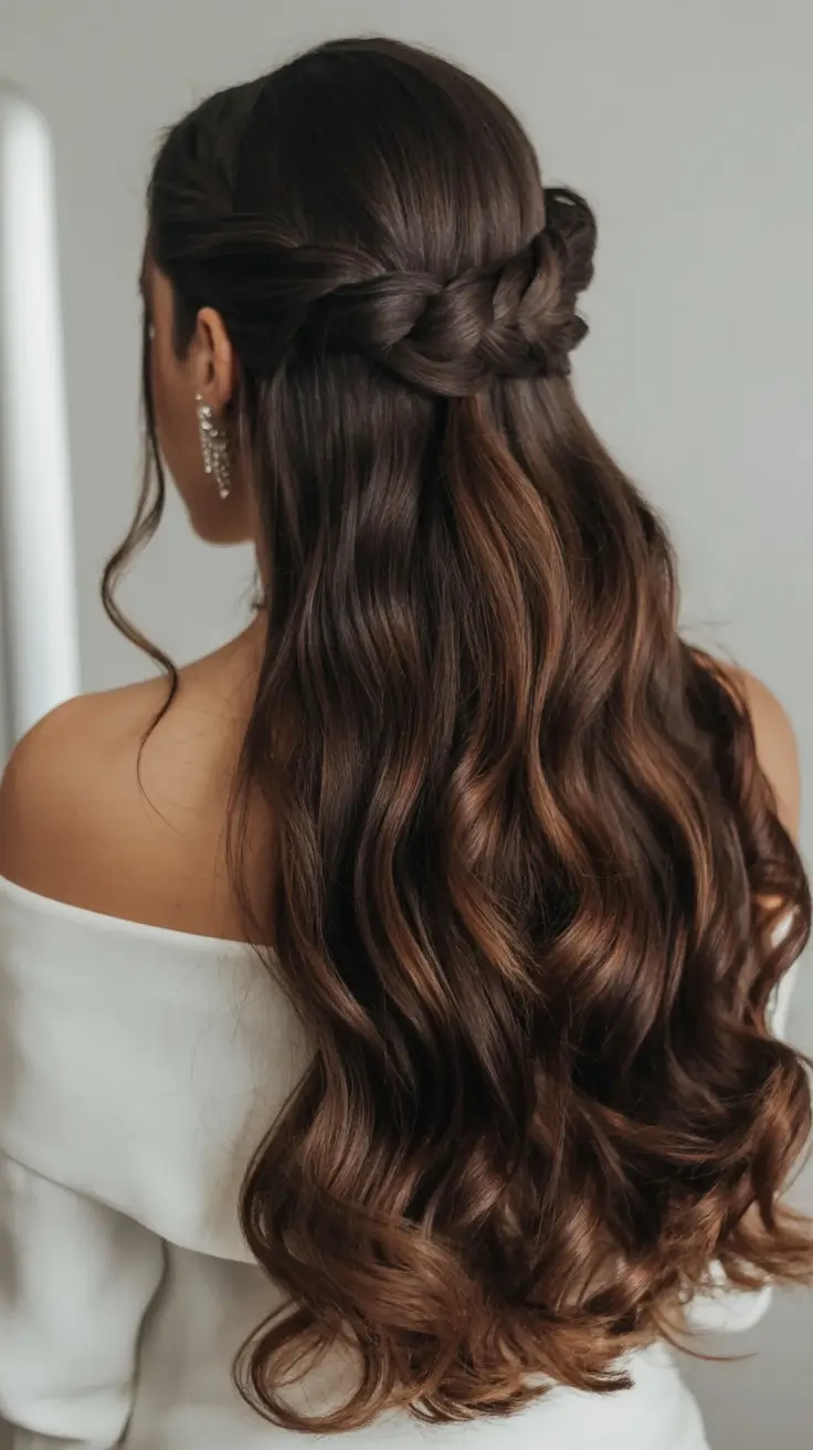 christmas hairstyles ideas 2025 Chocolate Braid Crown