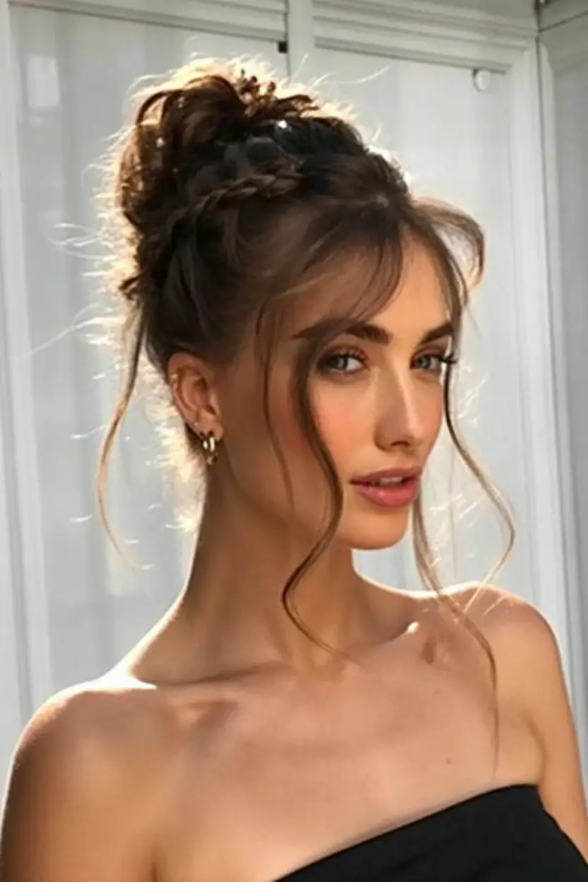 christmas hairstyles ideas 2025 Golden Halo Updo