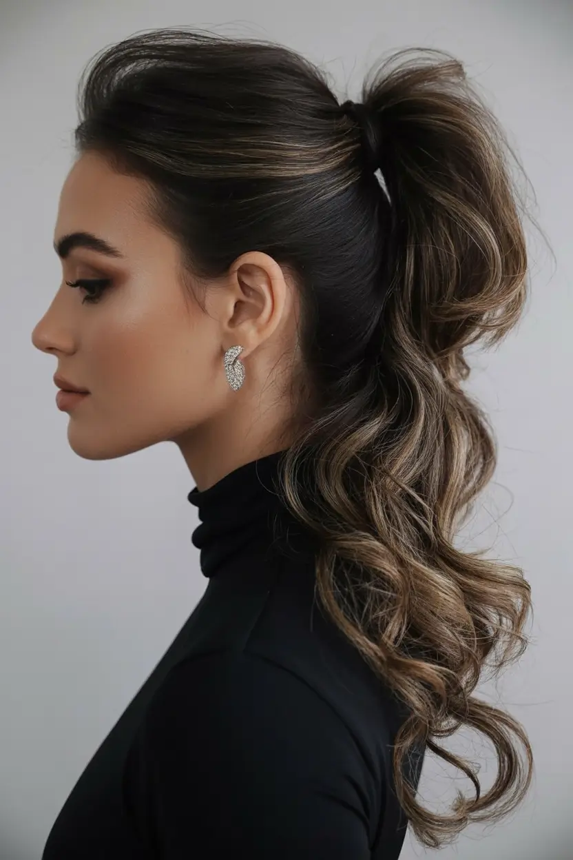 christmas hairstyles ideas 2025 Velvet Volume Ponytail