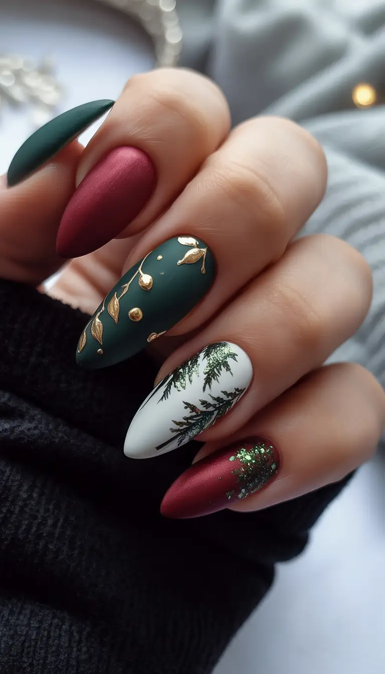 christmas nail art ideas 2025 Evergreen Enchantment