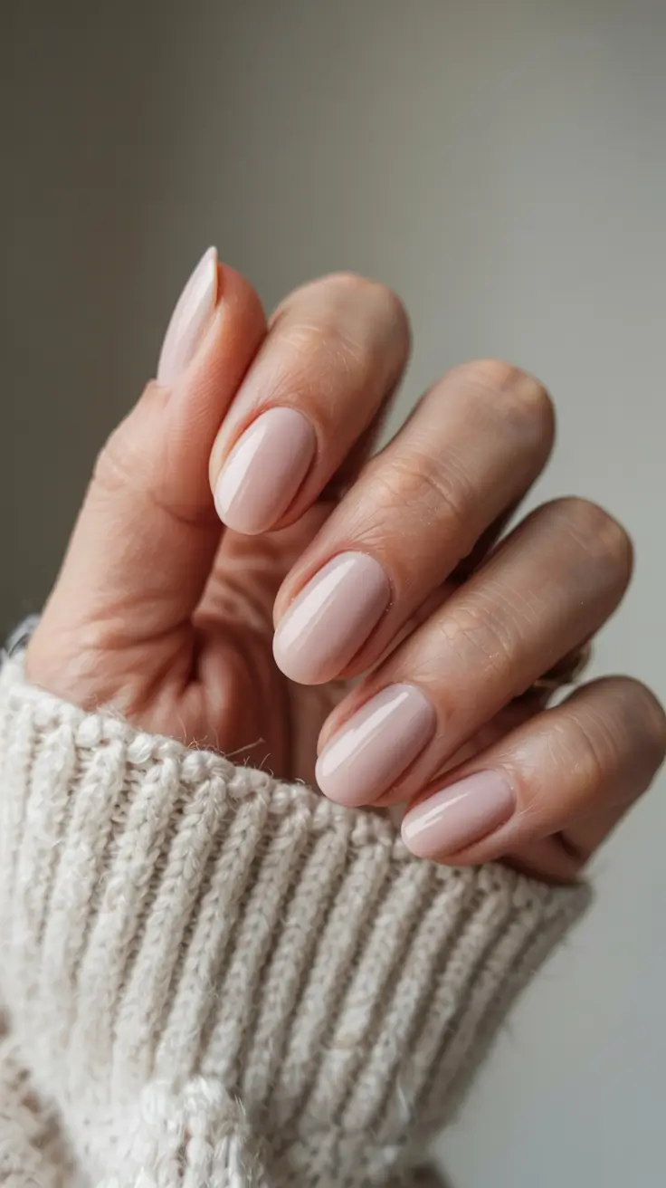 Christmas Nail Colors 2025 Frosted Almond Whisper