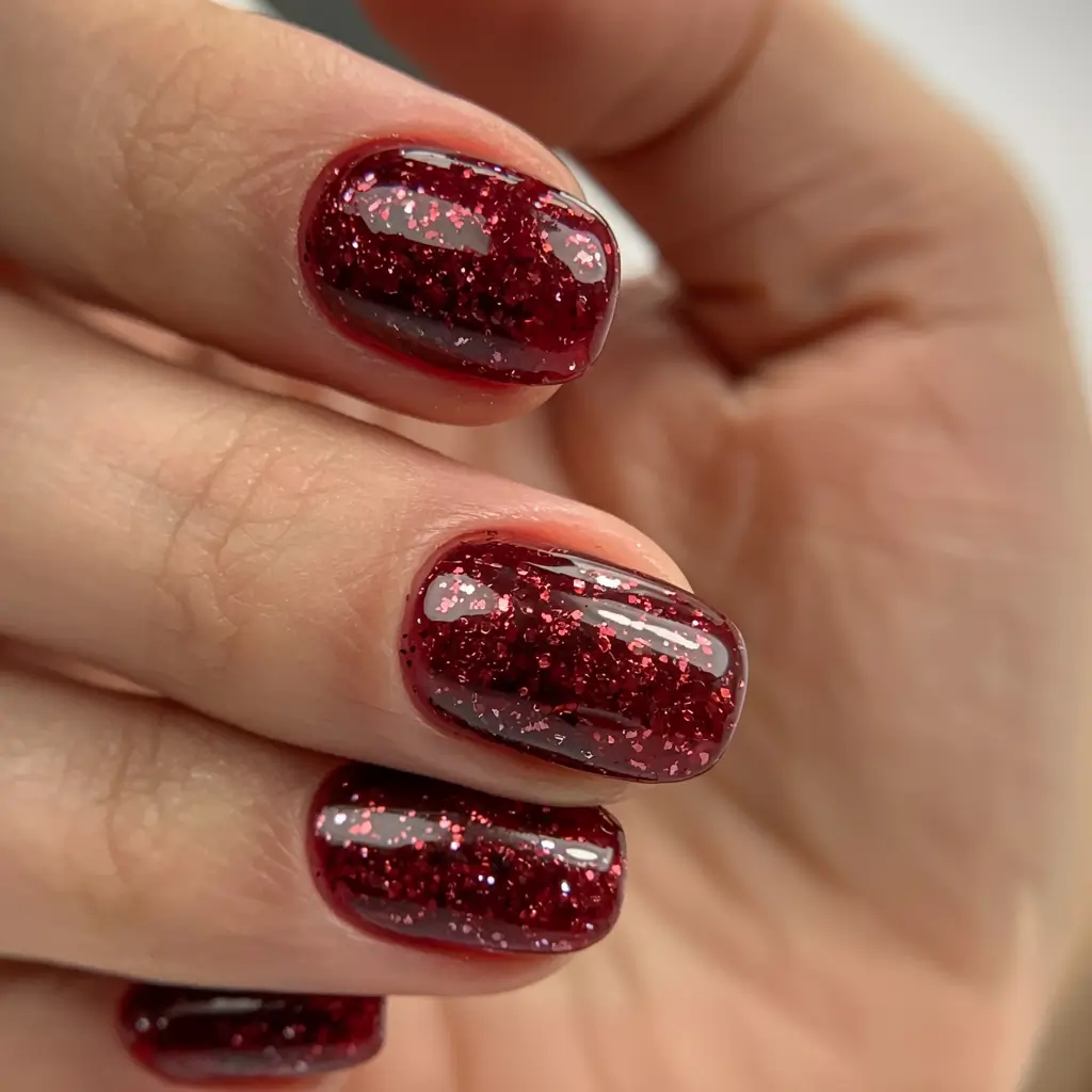 Christmas Nail Colors 2025 Garnet Glitter Rush