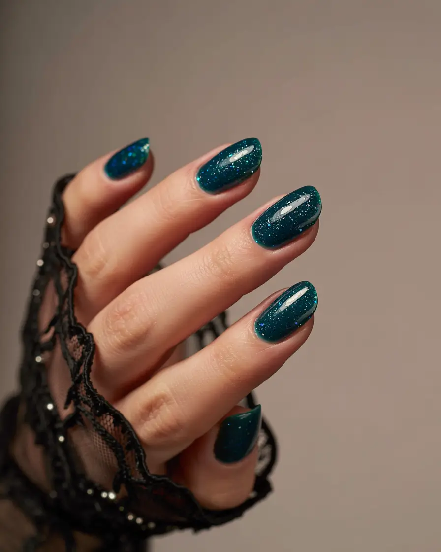 Christmas Nail Colors 2025 Starry Teal Nights