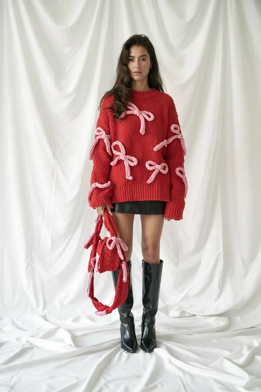 christmas outfit ideas 2025 Ribbons and Red: Playful Holiday Statement