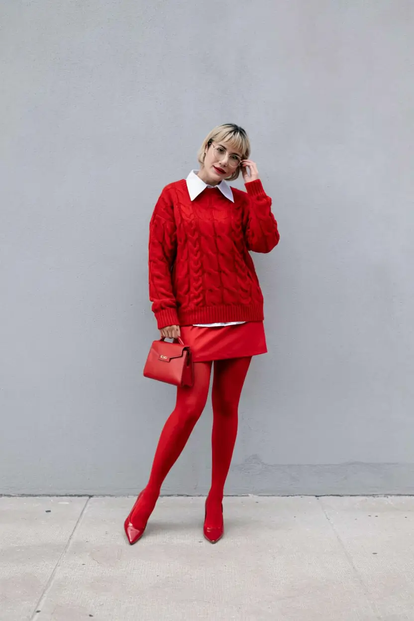 christmas outfit ideas 2025 all red outfit