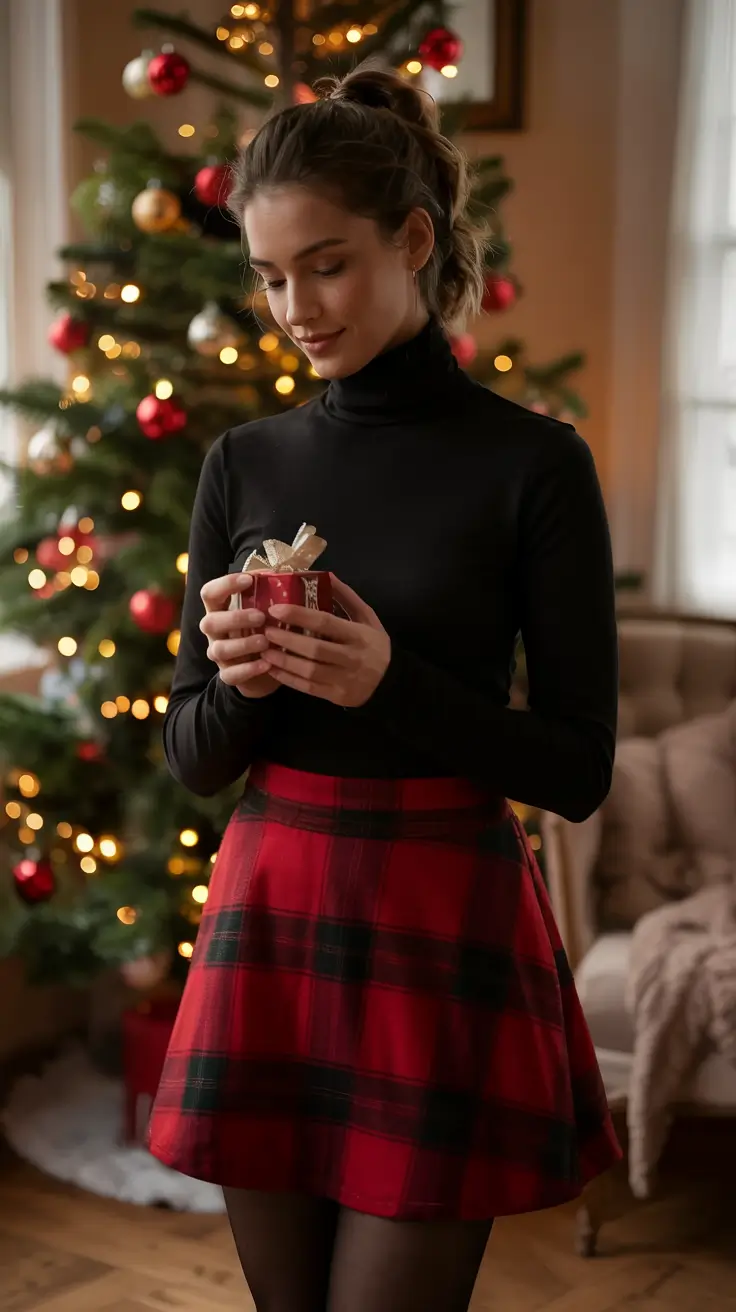 christmas outfit ideas 2025 Classic Cheer in Red and Black