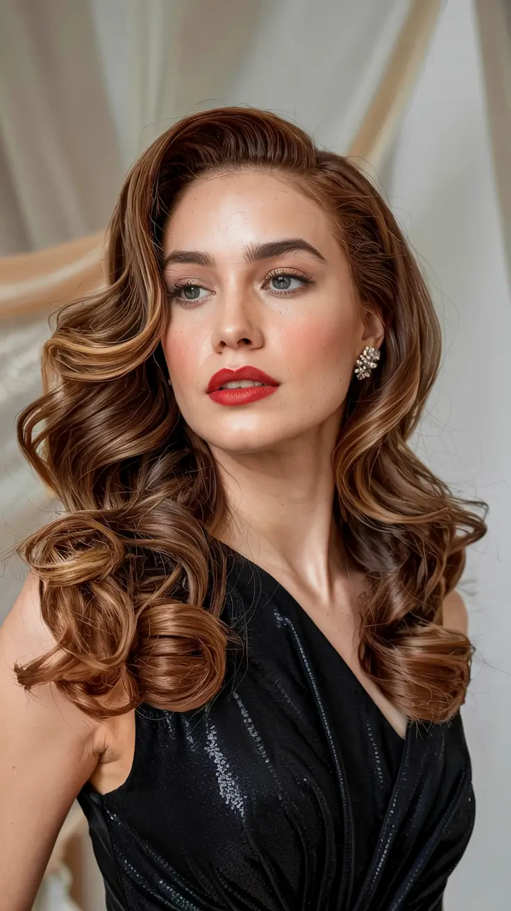 christmas party hairstyles ideas 2025 Vintage Hollywood Curls