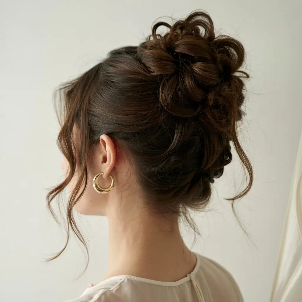 christmas party hairstyles ideas 2025 Romantic Textured Bun
