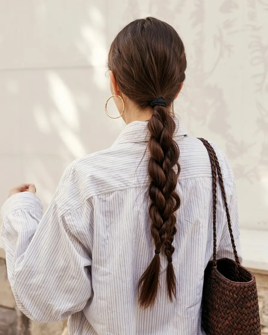 christmas party hairstyles ideas 2025 Simple Braided Ponytail