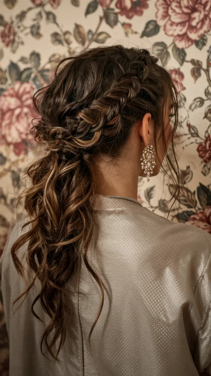 christmas party hairstyles ideas 2025 Textured Braid Ponytail Elegance