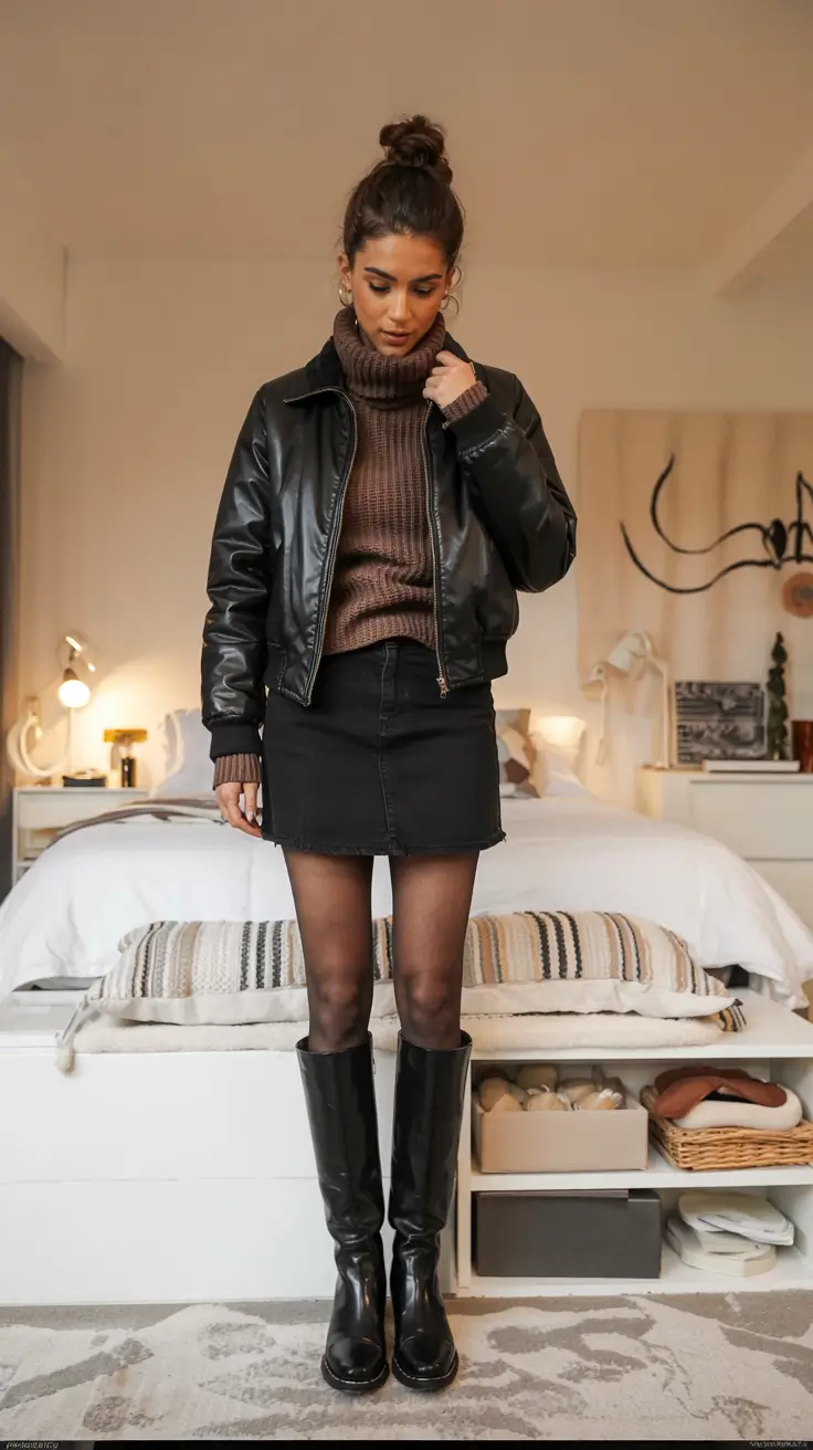 christmas party outfits ideas 2025 Cool-Girl Leather Layers