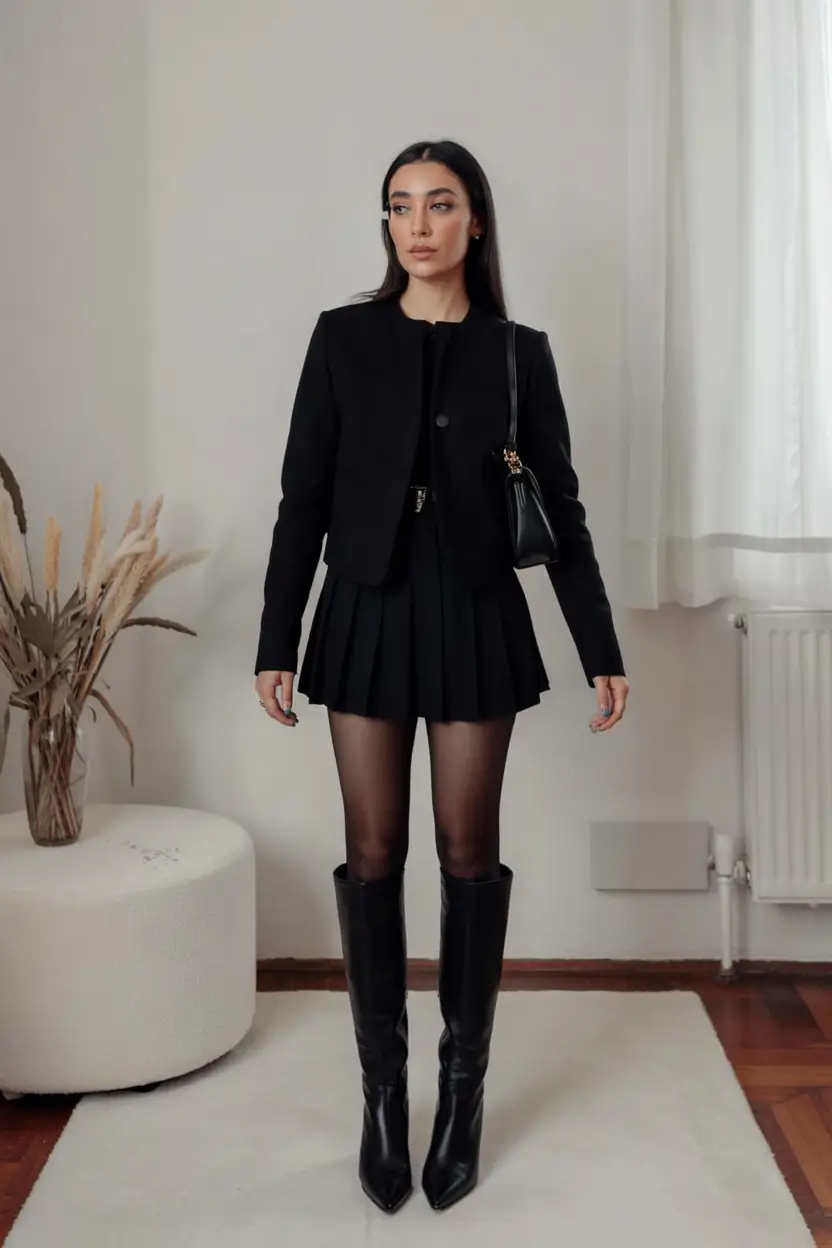 christmas party outfits ideas 2025 Structured Noir Charm