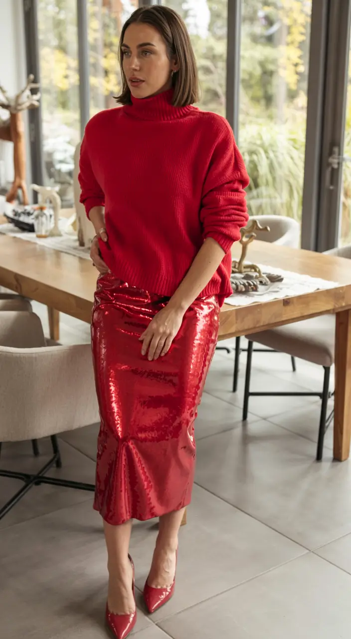 christmas party outfits ideas 2025 Red Radiance Reimagined