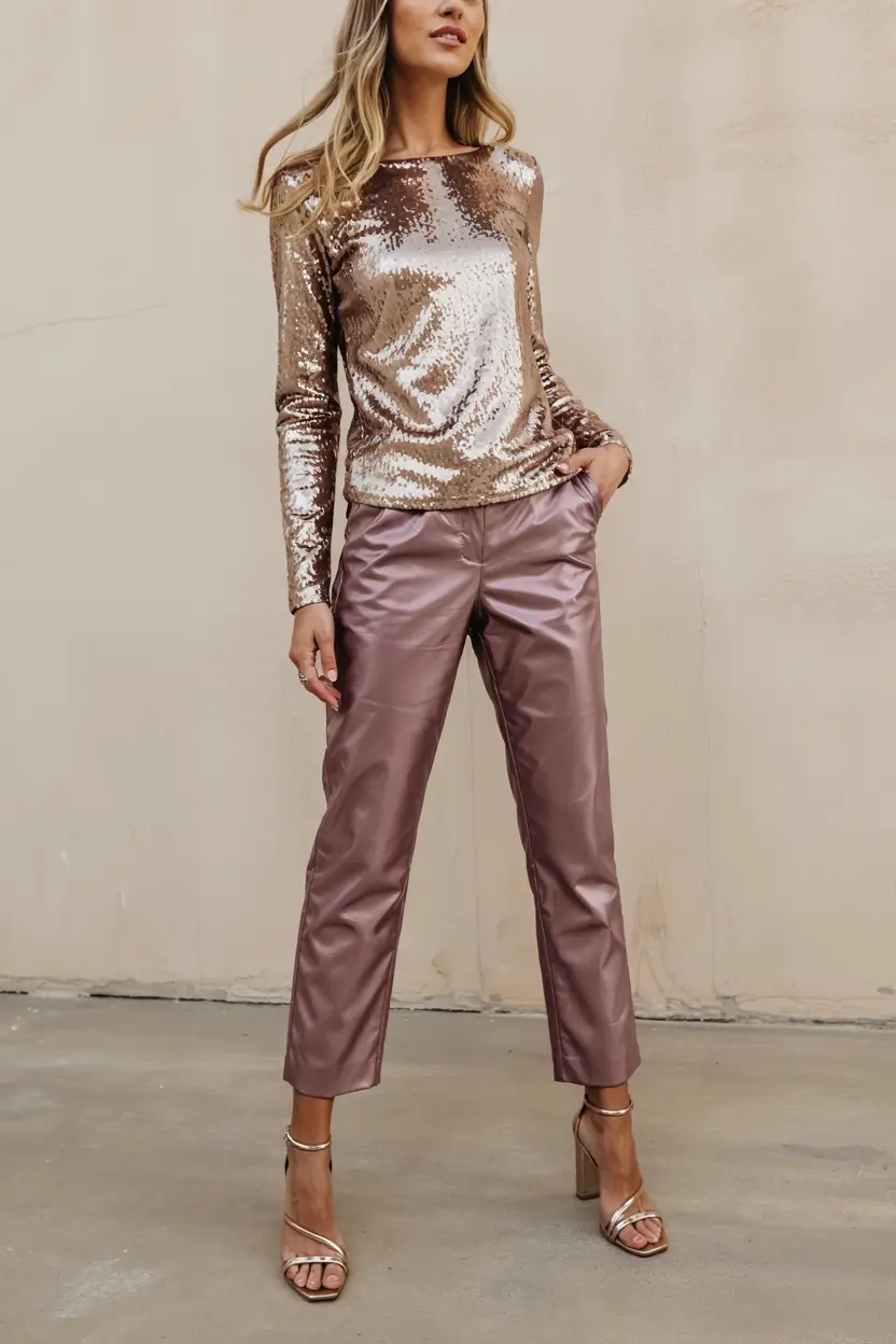 christmas party outfits ideas 2025 Rose Gold Elegance