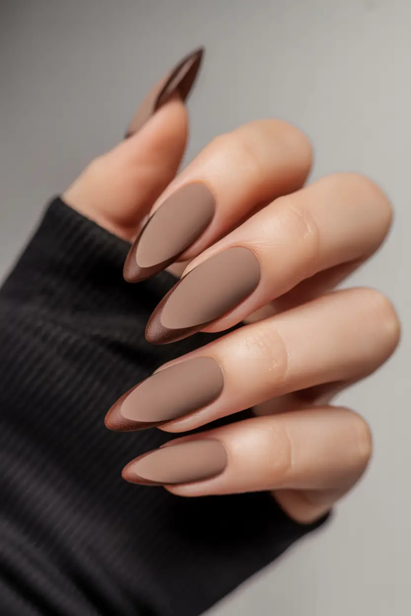 classy winter nails 2025 2026 Matte Cocoa Contour