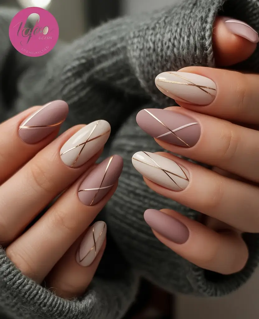 classy winter nails 2025 2026 Muted Mauve Geometry