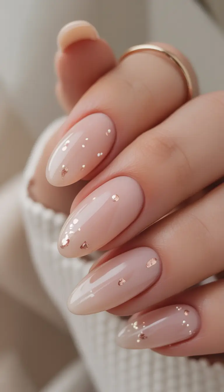 classy winter nails 2025 2026 Soft Rose Quartz Sparkle
