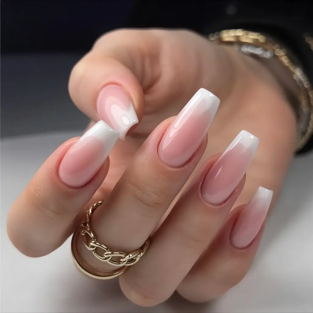 coffin nails and color ideas winter 2025 2026 Milky Glow Ombre